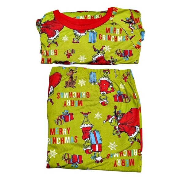 The Grinch Dr Seuss Mens Christmas Pajama Set Size 2X (50-52) Green Red Soft - Picture 5 of 8